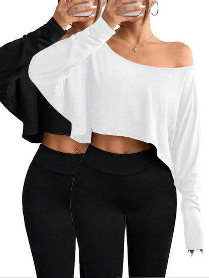 Long Sleeve Off Shoulder Crop Top