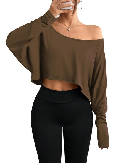 Long Sleeve Off Shoulder Crop Top