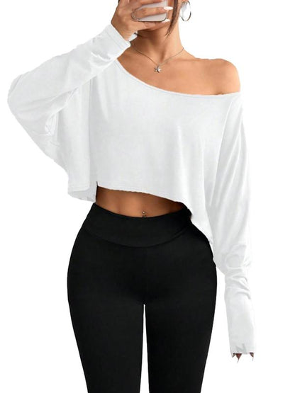 Long Sleeve Off Shoulder Crop Top