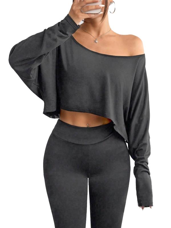 Long Sleeve Off Shoulder Crop Top